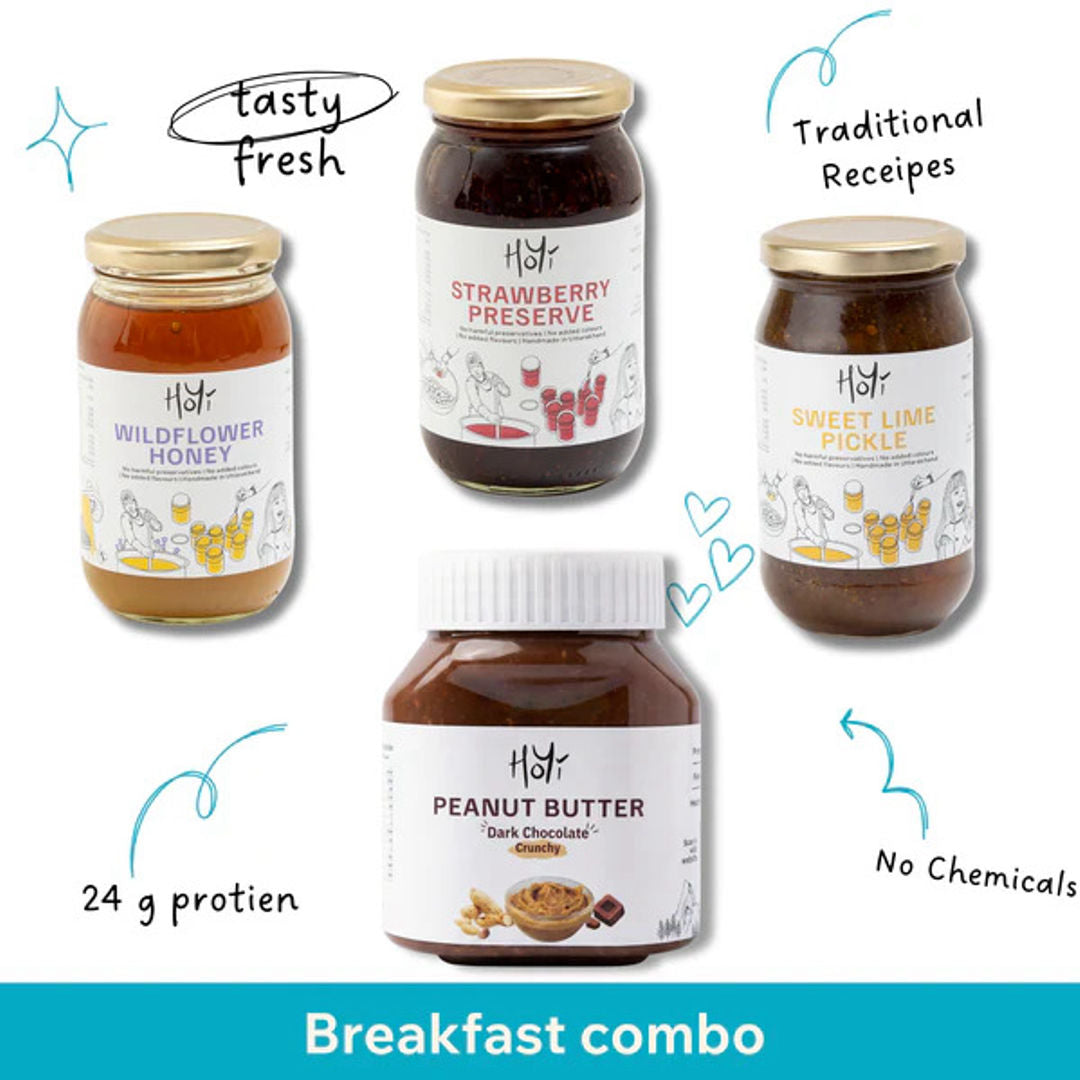 The Ultimate Breakfast Combo (Pack of 4) - Jam, Honey, Peanut Butter and Pickle